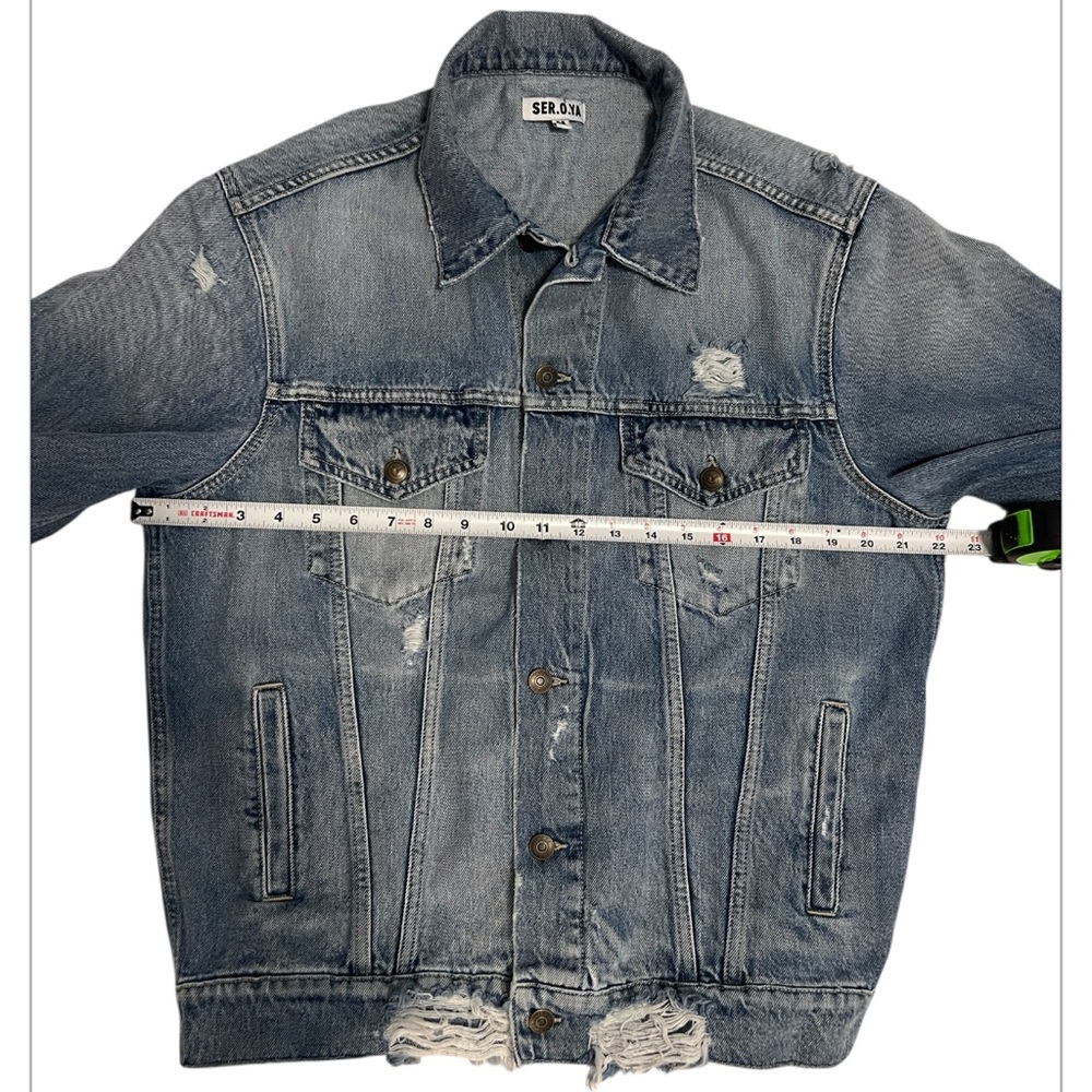 SER.O.YA Oversized Unisex Ryan distressed denim jacket. Men’s M / Women’s L - Picture 6 of 9